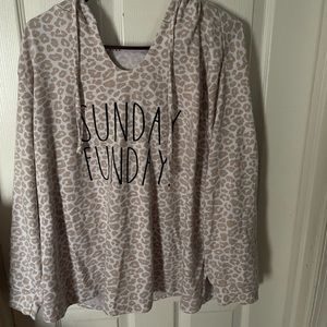 Rae Dunn Sunday Funday animal print Hoodie, size 3X, excellent condition.
